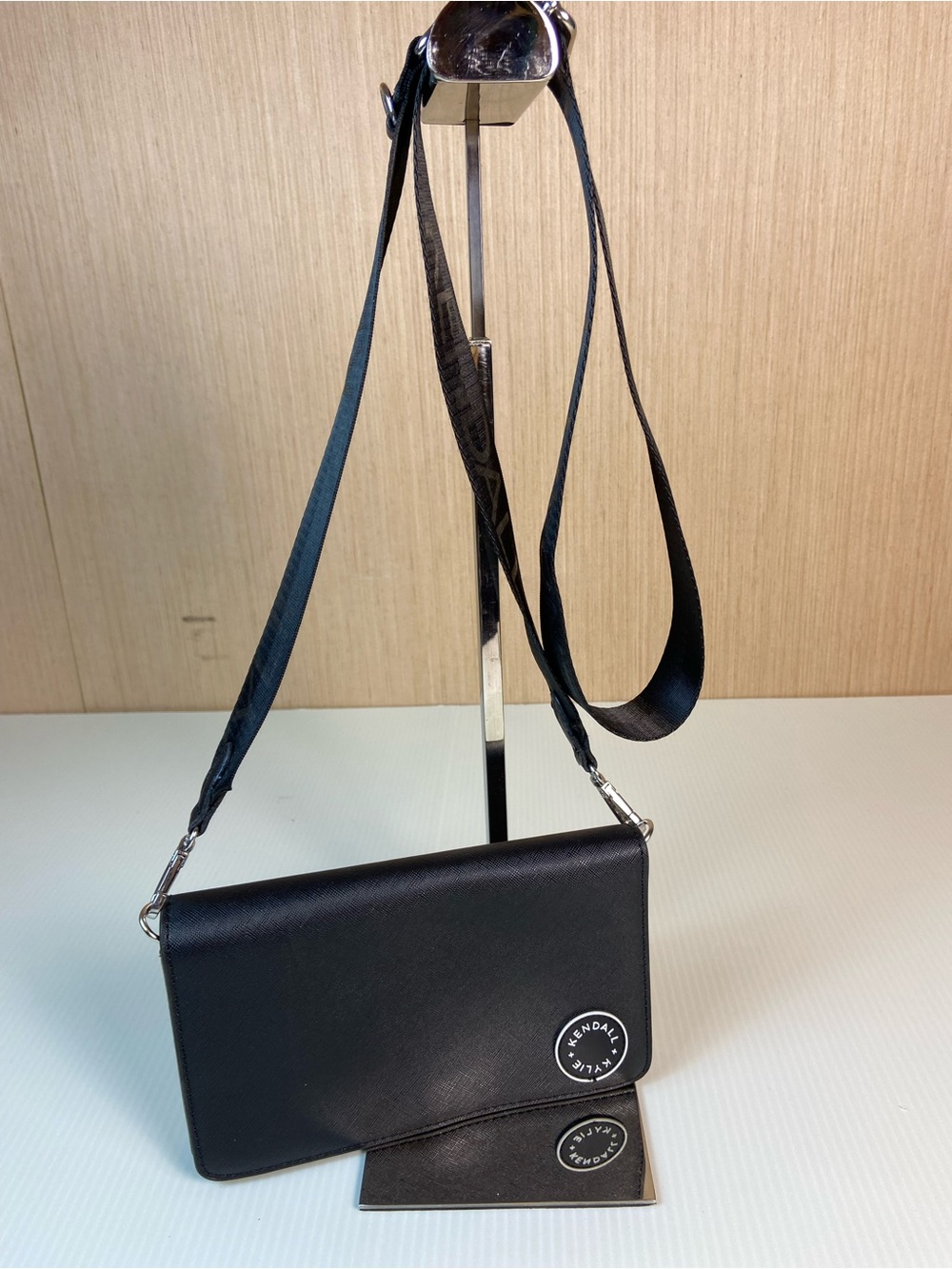Kendall + Kylie Black Saffiano Crossbody Wallet Clutch Convertible Bag NWOT